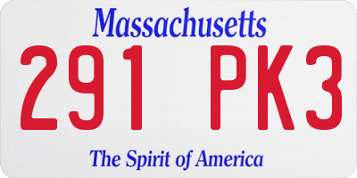 MA license plate 291PK3