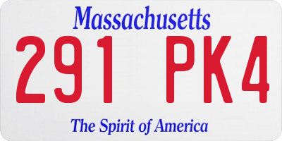 MA license plate 291PK4