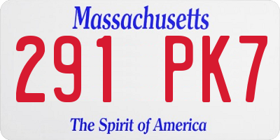MA license plate 291PK7