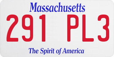 MA license plate 291PL3