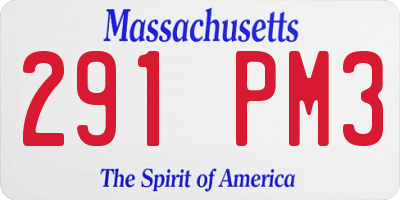 MA license plate 291PM3