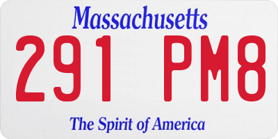 MA license plate 291PM8