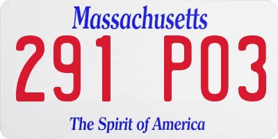 MA license plate 291PO3