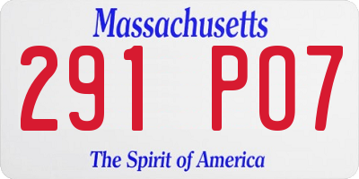 MA license plate 291PO7