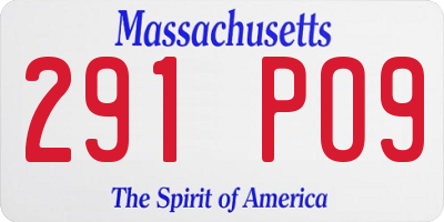 MA license plate 291PO9