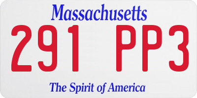 MA license plate 291PP3