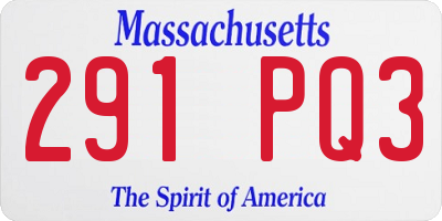 MA license plate 291PQ3