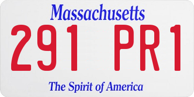MA license plate 291PR1