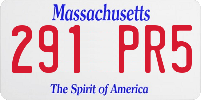 MA license plate 291PR5