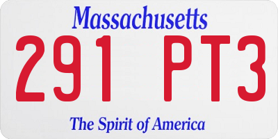 MA license plate 291PT3