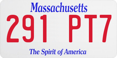 MA license plate 291PT7
