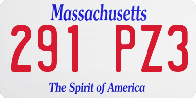 MA license plate 291PZ3