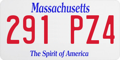 MA license plate 291PZ4