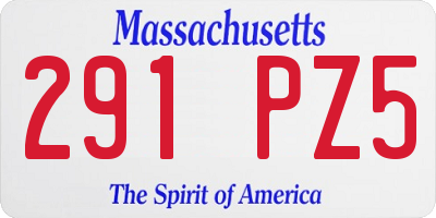 MA license plate 291PZ5
