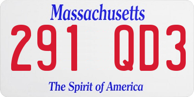 MA license plate 291QD3