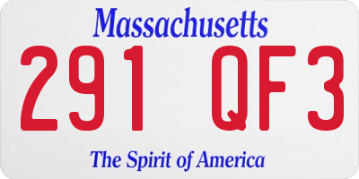 MA license plate 291QF3
