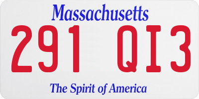 MA license plate 291QI3