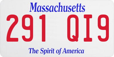 MA license plate 291QI9