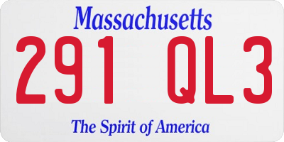 MA license plate 291QL3