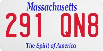 MA license plate 291QN8