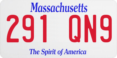 MA license plate 291QN9