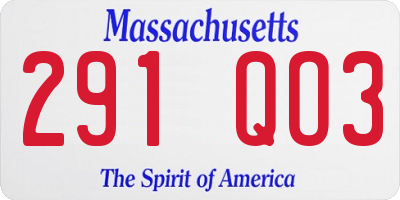 MA license plate 291QO3