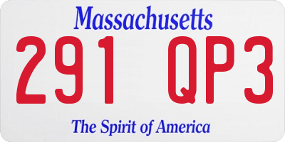 MA license plate 291QP3