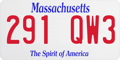 MA license plate 291QW3