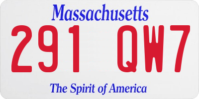 MA license plate 291QW7