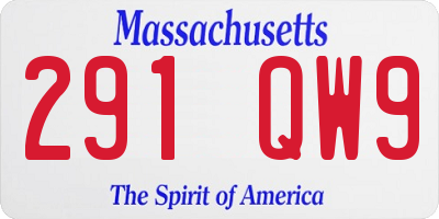 MA license plate 291QW9