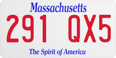 MA license plate 291QX5