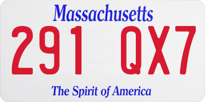 MA license plate 291QX7