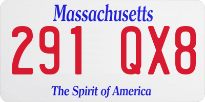 MA license plate 291QX8