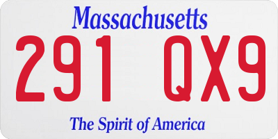 MA license plate 291QX9