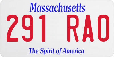 MA license plate 291RA0