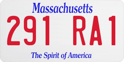 MA license plate 291RA1