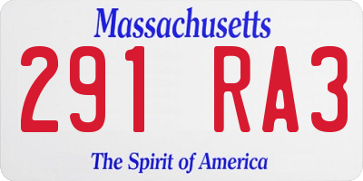 MA license plate 291RA3