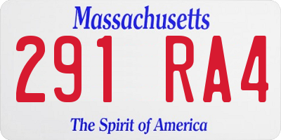 MA license plate 291RA4