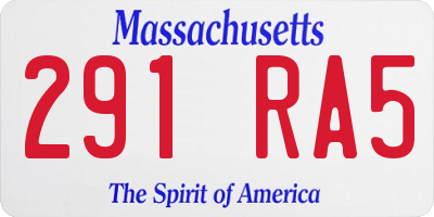 MA license plate 291RA5