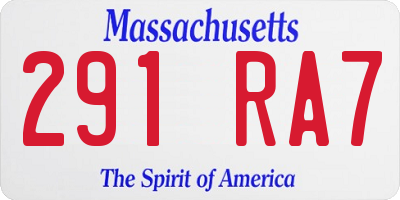 MA license plate 291RA7