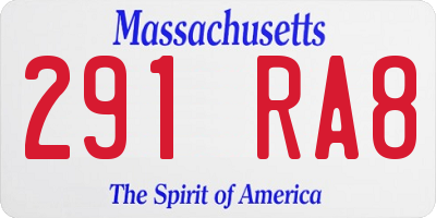 MA license plate 291RA8