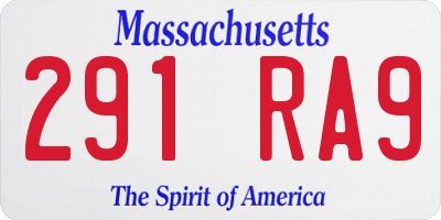 MA license plate 291RA9