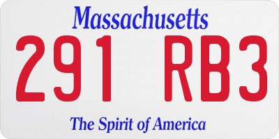 MA license plate 291RB3