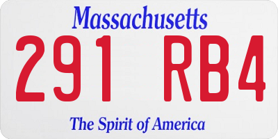 MA license plate 291RB4