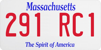 MA license plate 291RC1