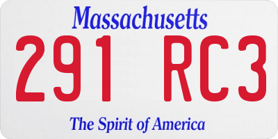 MA license plate 291RC3