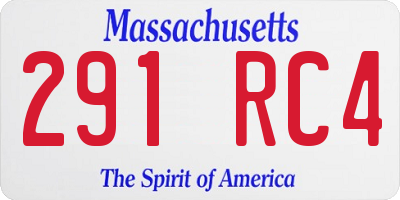 MA license plate 291RC4