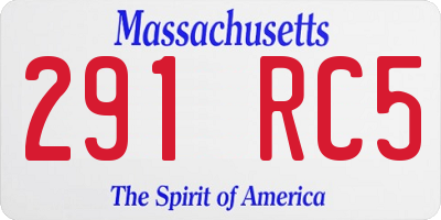 MA license plate 291RC5