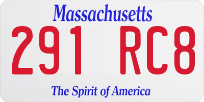 MA license plate 291RC8