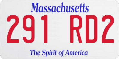 MA license plate 291RD2